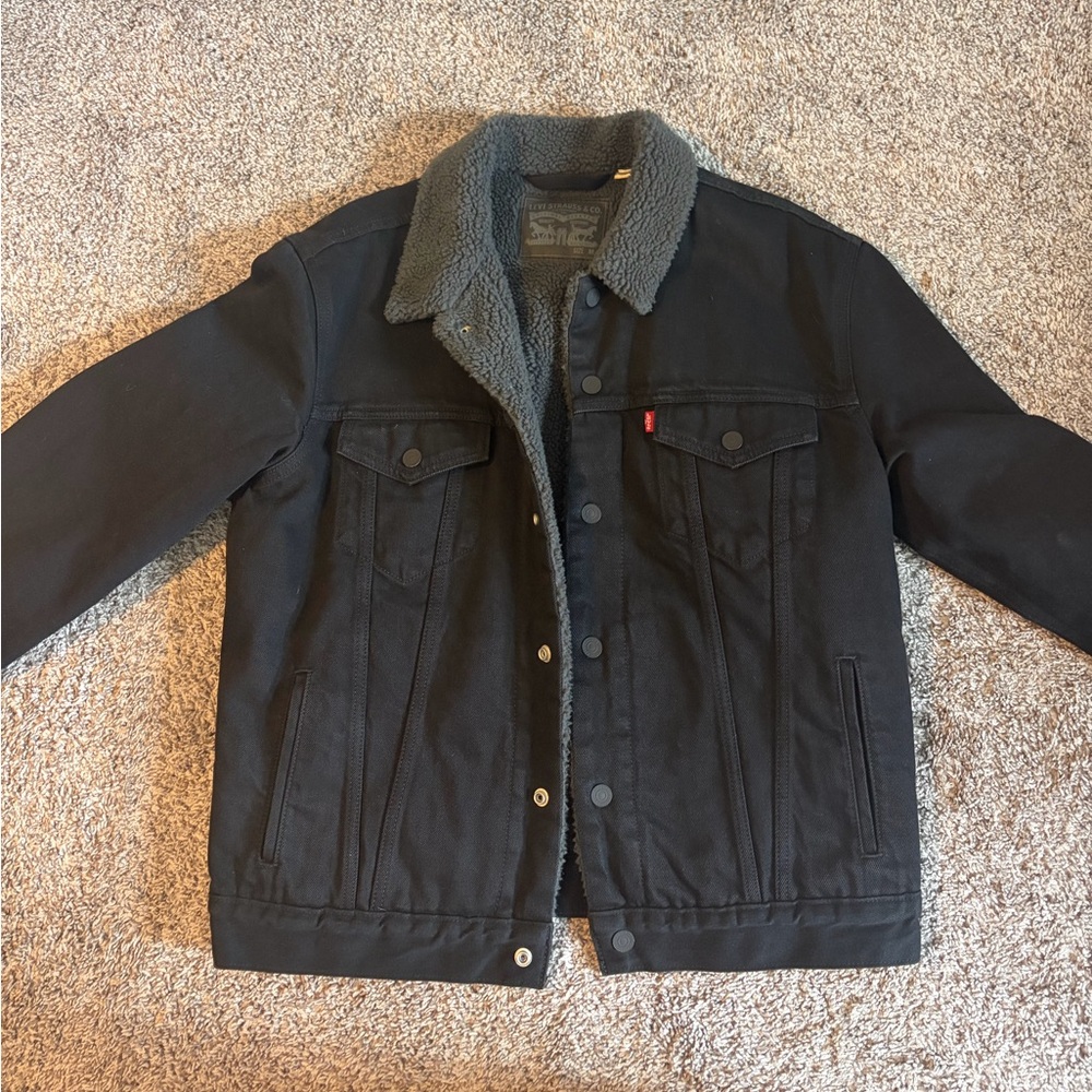 Levi's Black Sherpa-Lined Trucker Jacket